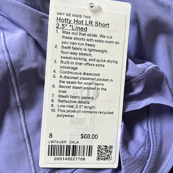 LULULEMON HOTTY HOT LR SHORTS 2.5” SHORTS IN DARK LAVENDER SZ 10 NWT - Picture 11 of 16